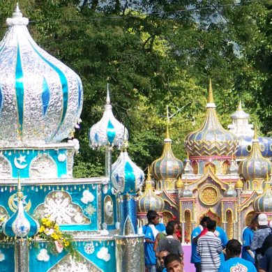 Procession of taziyas [symboic tombs] in St. James, Trinidad. 2005.